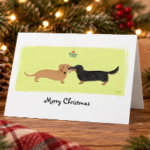 Dachshund Jul Misteltoe Kyss Kärlek Hundar Xmas