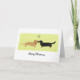 Dachshund jul Mistletoe Kiss Kärlek Hundar Julafto Helgkort