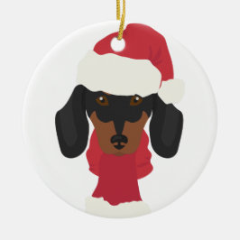 Dachshund jul Ornament. Dekoration av snöflingor