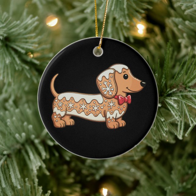 Dachshund jul pepparkakskaka vinshund  julgransprydnad keramik (Träd)