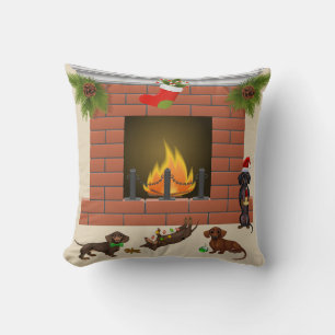 Dachshund jul Pillow Helgdag Doxie Decor Kudde