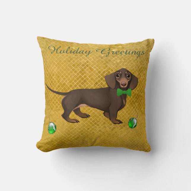 Dachshund jul Pillow Helgdag Wiener Hund Kudde (Framsida)