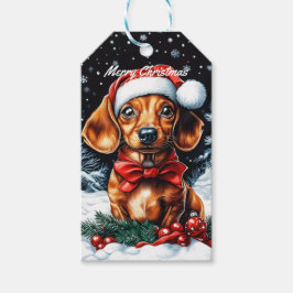 Dachshund jul presentetikett