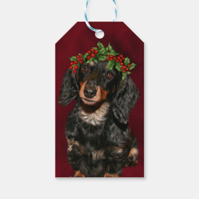 Dachshund jul presentetikett (Framsidan)