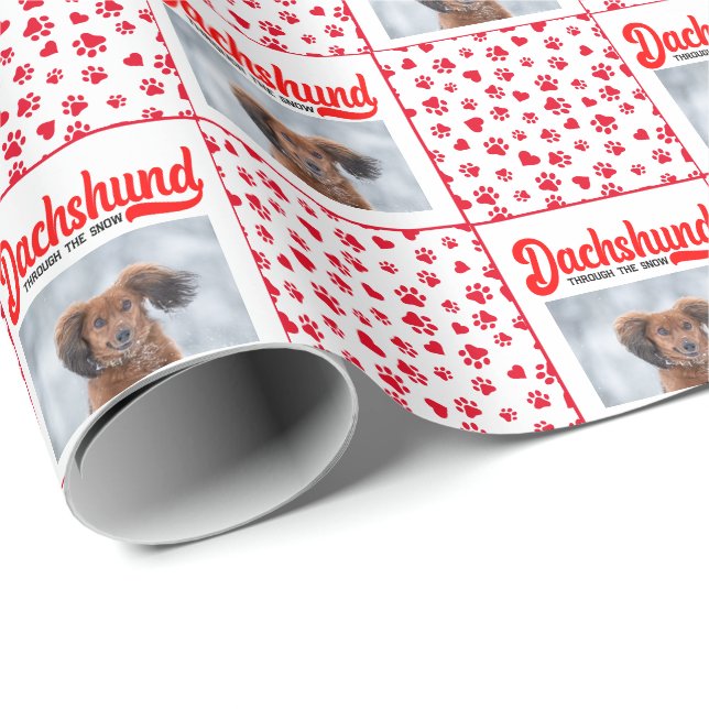 Dachshund jul Puppy Bild Funny Weenie Hund Presentpapper (Rullad Hörn)