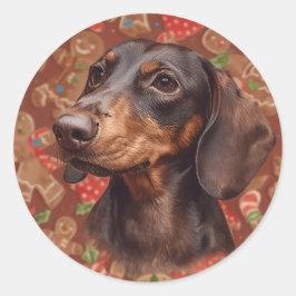 Dachshund jul runt klistermärke