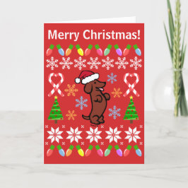 Dachshund jul Santa Hat Helgkort
