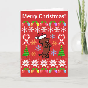 Dachshund jul Santa Hat Helgkort