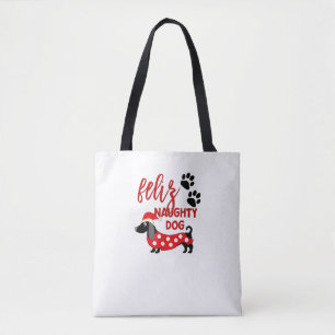 Dachshund jul Shirt _ Funny Feliz Naughty Do Tygkasse