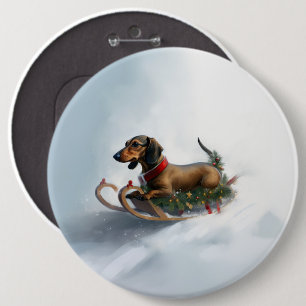 Dachshund jul snö vinter knapp
