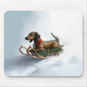 Dachshund jul snö vinter musmatta