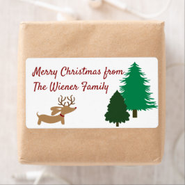 Dachshund jul - sticky Gift Märkres Doxie Labels Fraktsedel