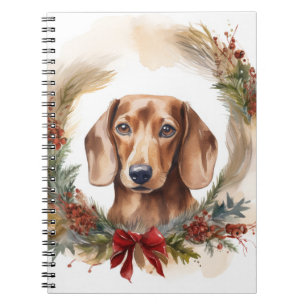 Dachshund Jul Utandning Festive Valp Anteckningsbok