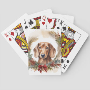 Dachshund Jul Utandning Festive Valp Casinokort