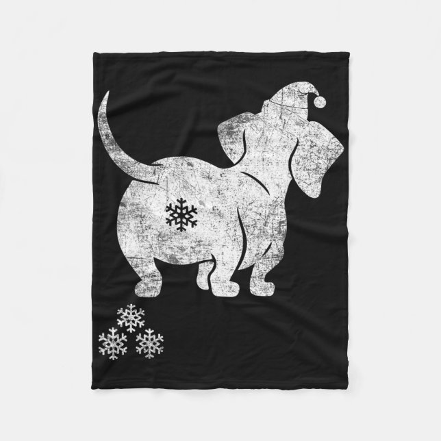 Dachshund jul Weiner Hund jul Pajamas F Fleecefilt (Framsidan)