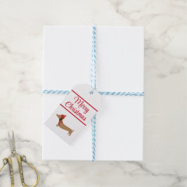 Dachshund jul White Gift-Märkre med String Presentetikett