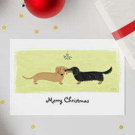 Dachshund jul Wiener Hundar Mistletoe Kiss Helgkort