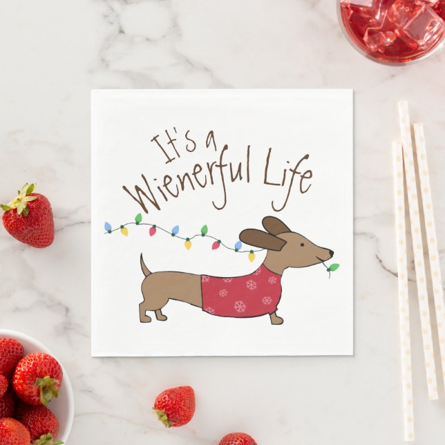 Dachshund jul Wienerfull Life Party Pappersservett (Insitu)