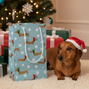 Dachshund Jul Wrapping Papper Cute Snöflingor