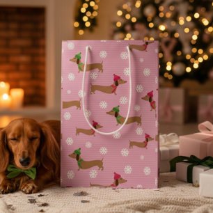 Dachshund Jul Wrapping Papper Cute Snöflingor