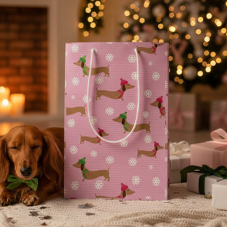 Dachshund Jul Wrapping Papper Cute Snöflingor