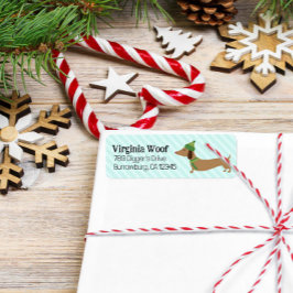Dachshund Jul Wrapping Papper Cute Snöflingor Returadress Etikett
