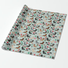 Dachshund Jul Wrapping Papper Presentpapper