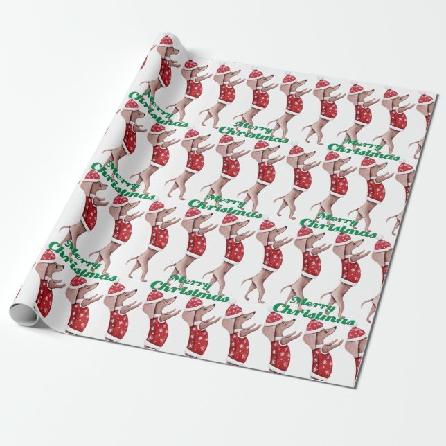 Dachshund Jul Wrapping Papper Presentpapper (Utrullad)