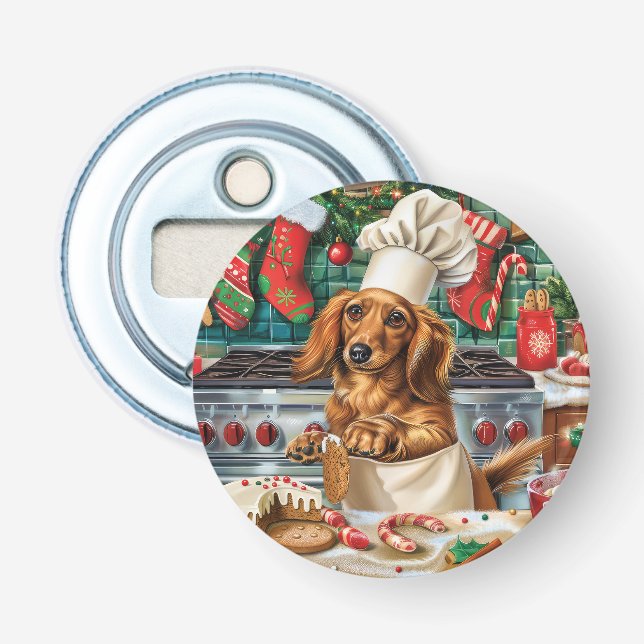 Dachshund-julbak: Festiv jul Flasköppnare (Framsidan)