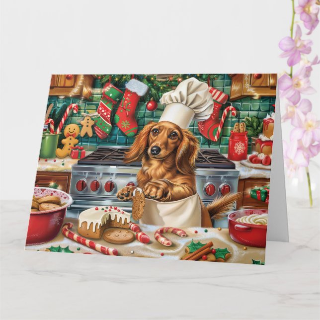 Dachshund-julbak: Festiv jul Kort (Orkide)