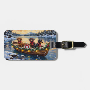 Dachshund julbåt semester bagagebricka