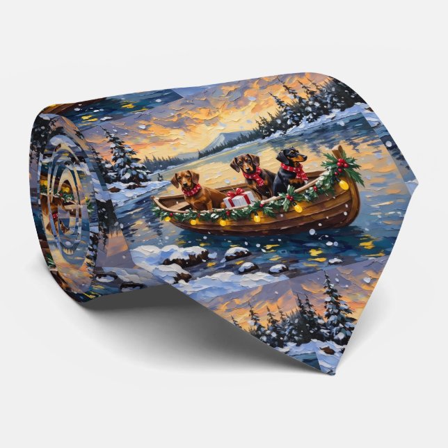 Dachshund julbåt semester slips (Rullad)