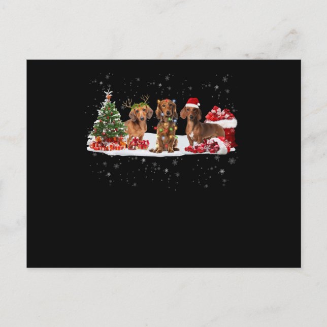 dachshund julbelysning present för henne vykort (Framsida)