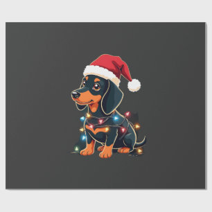 Dachshund julbelysning Santa hatt jul hund kärlek Presentpapper