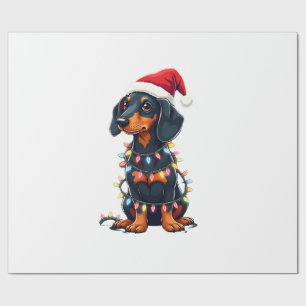 Dachshund julbelysning Santa hatt jul hund kärlek Presentpapper