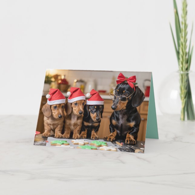 Dachshund Julcookies Kort (Framsida)