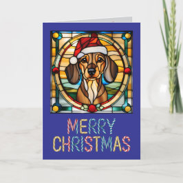 Dachshund julglasmålning kort