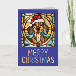 Dachshund julglasmålning kort