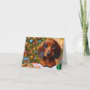 Dachshund julgodis helgkort