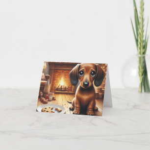 Dachshund Julgodis Helgkort