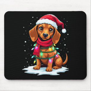 Dachshund Julgran Cute Santa Hat Ljus Xma Musmatta