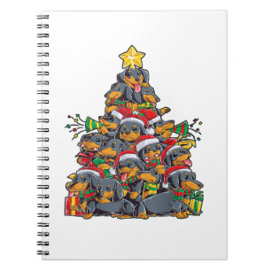 Dachshund Julgran Hund Santa Julafton Boys Girls Anteckningsbok