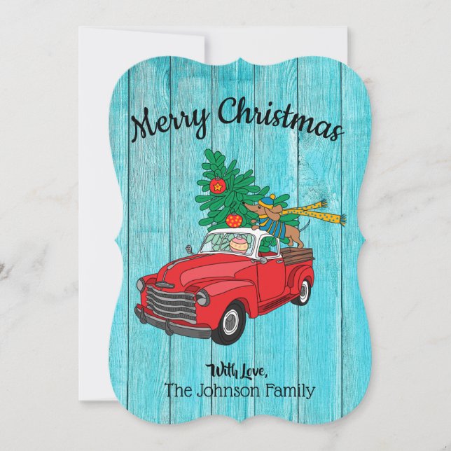 Dachshund julgran shopping platt kort (Framsida)