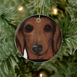 DACHSHUND JULGRANSPRYDNAD KERAMIK