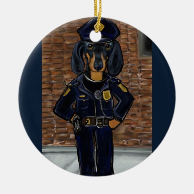Dachshund Julgransprydnad Keramik (Framsidan)