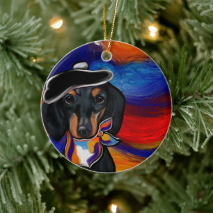 DACHSHUND JULGRANSPRYDNAD KERAMIK