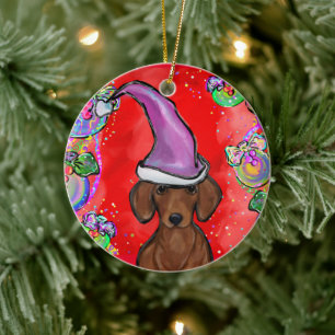 DACHSHUND JULGRANSPRYDNAD KERAMIK