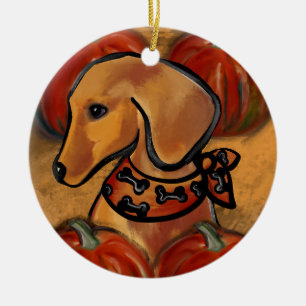 DACHSHUND JULGRANSPRYDNAD KERAMIK