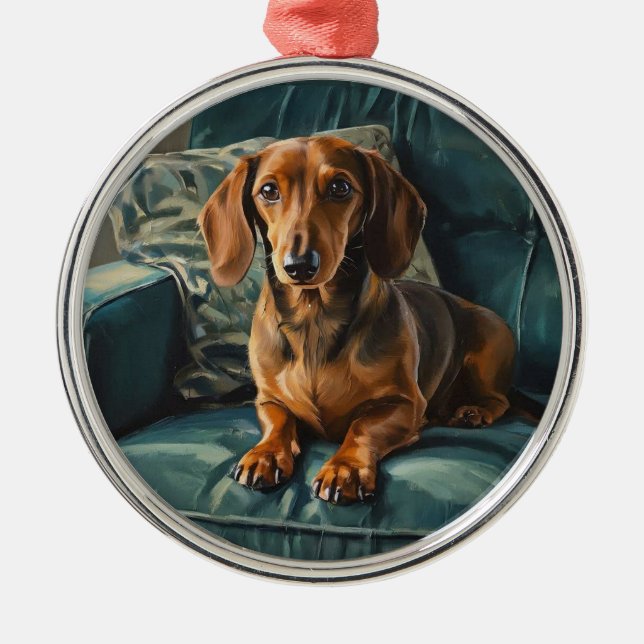 Dachshund Julgransprydnad Metall (Framsidan)