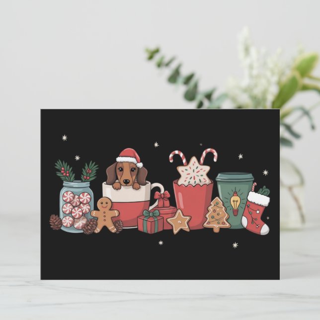 Dachshund julkaffe Xmas bagare pepparkakor  Julkort (Stående Fram)